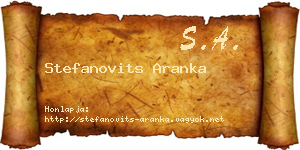 Stefanovits Aranka névjegykártya