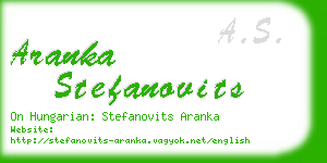 aranka stefanovits business card